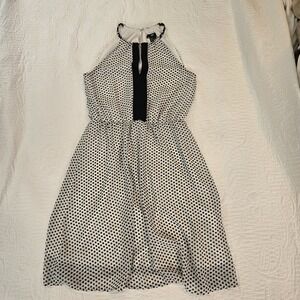 H&M Halter Dress‎ Geometric Black White Chiffion Wedding Guest Size 4